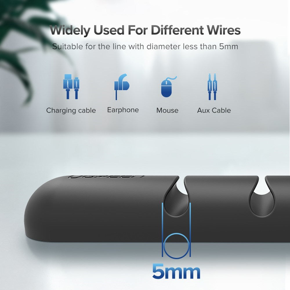 Fleksibel & Selvklæbende Kabelholder - 7 Pladser - Sort