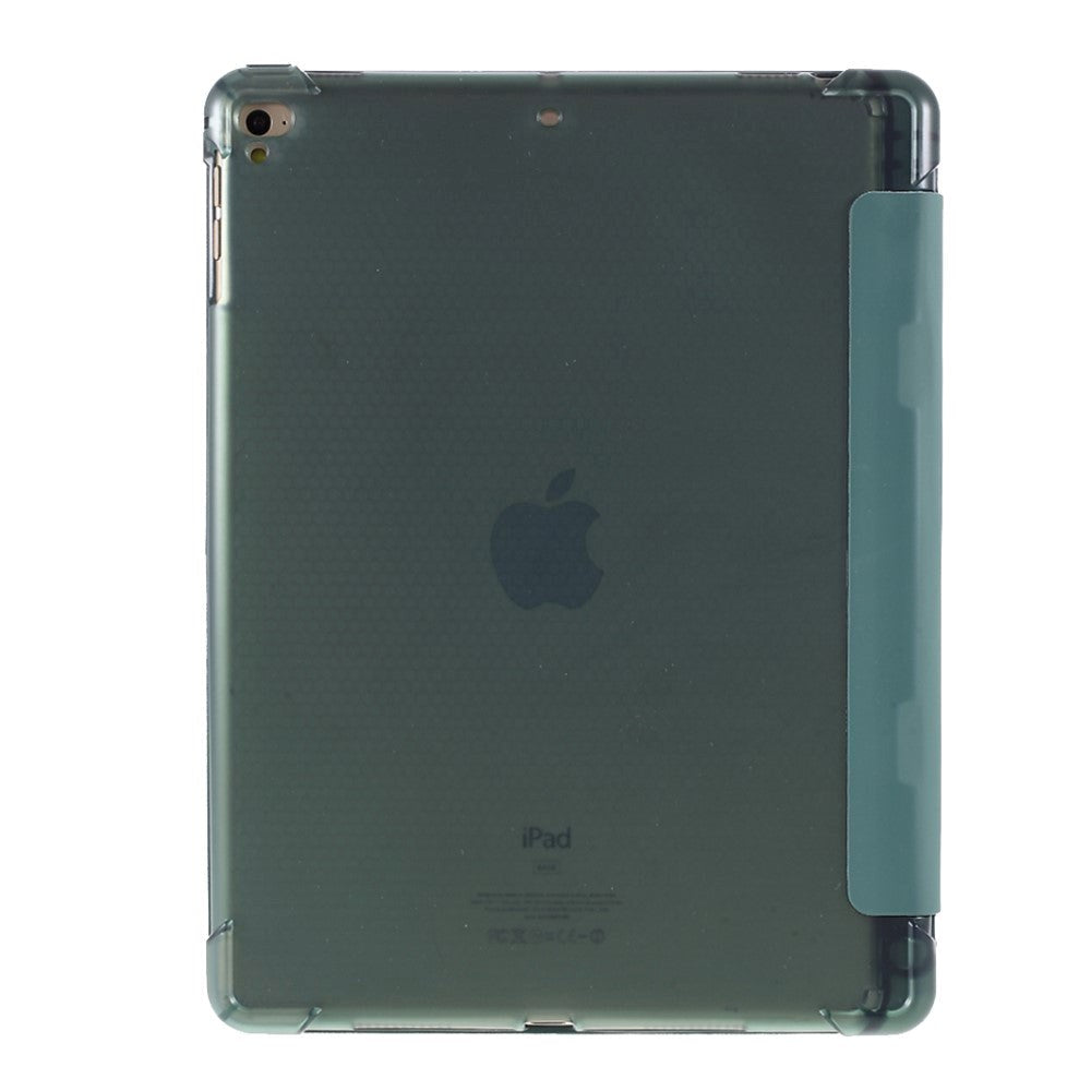 iPad 9.7 (2018-2017) / iPad Air / iPad Air 2 Tri-Fold Flip Cover m. Fleksibel Bagside - Mørkegrøn