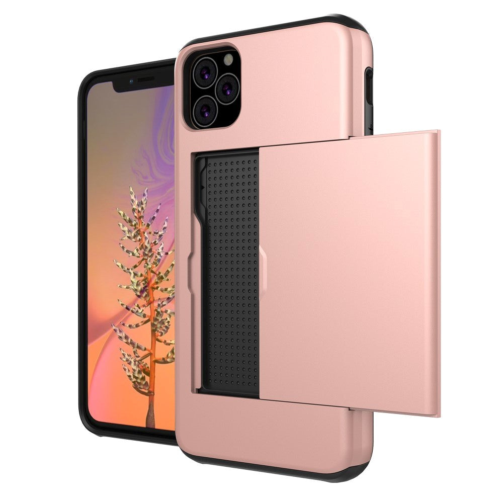 Apple iPhone 11 Hårdt Plastik Cover m. Kortholder - Rose Gold