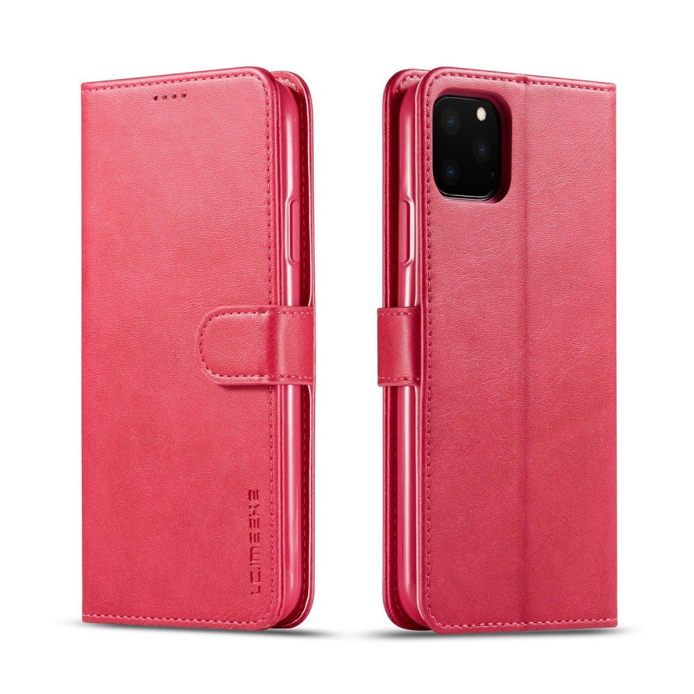 Kunstlæder Flip Cover m. Kortholder & Ståfunktion - iPhone 11 Pro Max - Lyserød