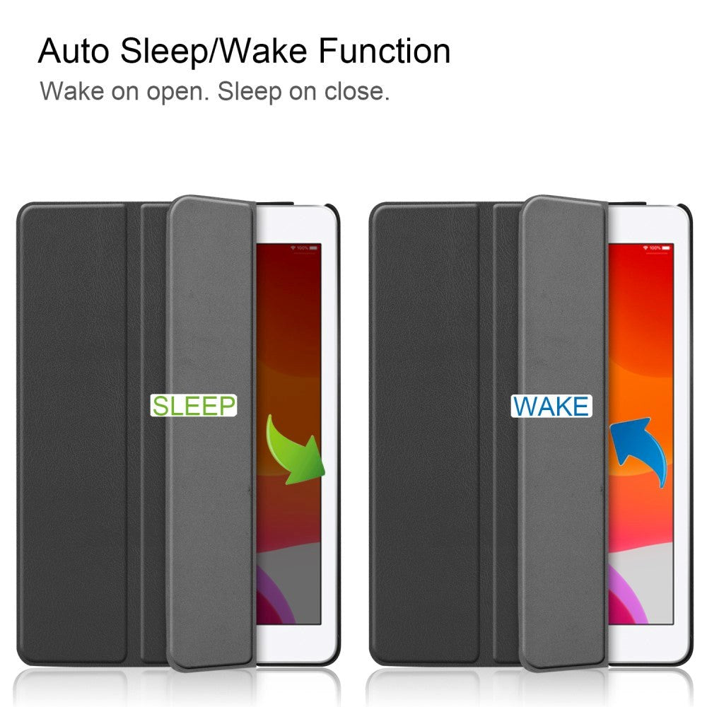 Apple iPad 10.2" (2021 / 2020 / 2019) Læder Flip Cover m. Stand - Sort