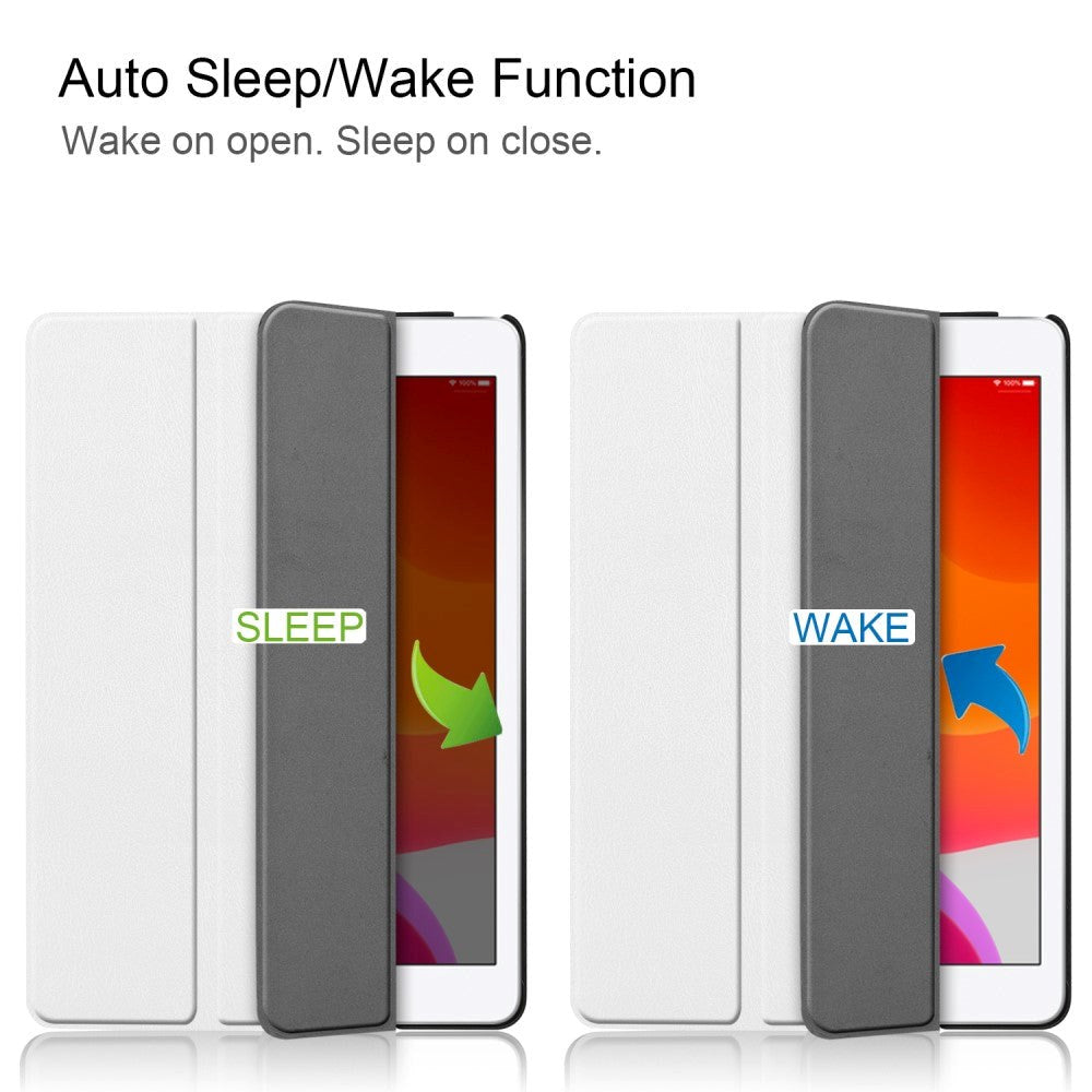 Apple iPad 10.2" (2021 / 2020 / 2019) Læder Flip Cover m. Stand - Hvid