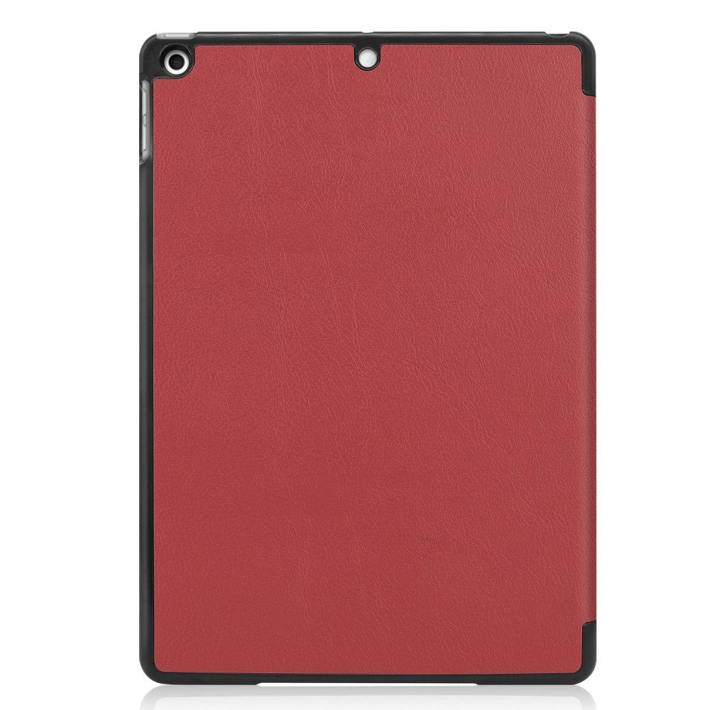 Apple iPad 10.2" (2021 / 2020 / 2019) Læder Flip Cover m. Stand - Mørkerød