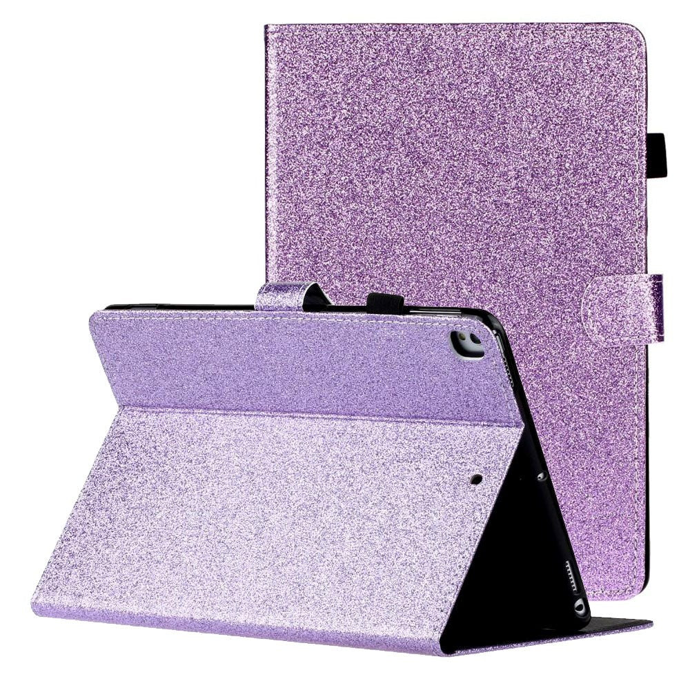 iPad 10.2" (2021 / 2020 / 2019) Glitter Cover m. Flipstander & Kortholder - Glitter Purple