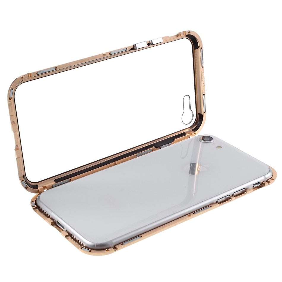 iPhone SE (2022/2020)/8/7 360⁰ Magnetisk Cover m. Glas Forside & Bagside - Guld