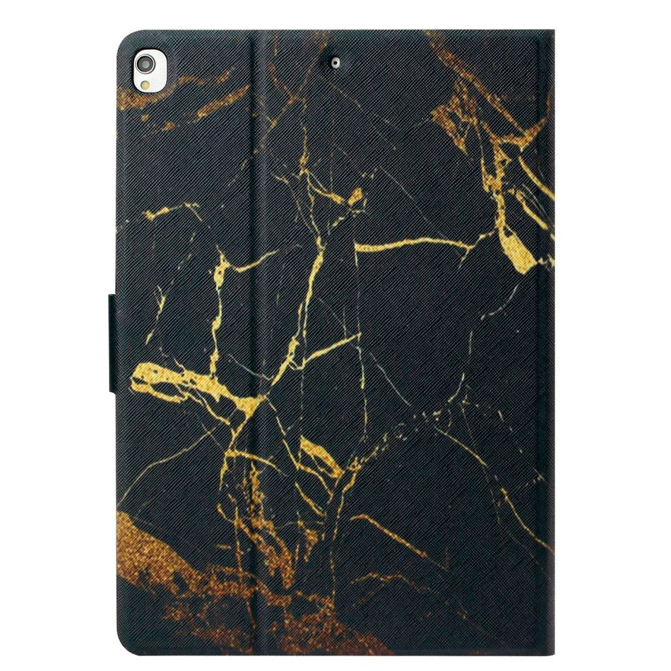 iPad 10.2" (2021 / 2020 / 2019) Læder Cover m. Ståfunktion & Kortholder - Sort Marmor
