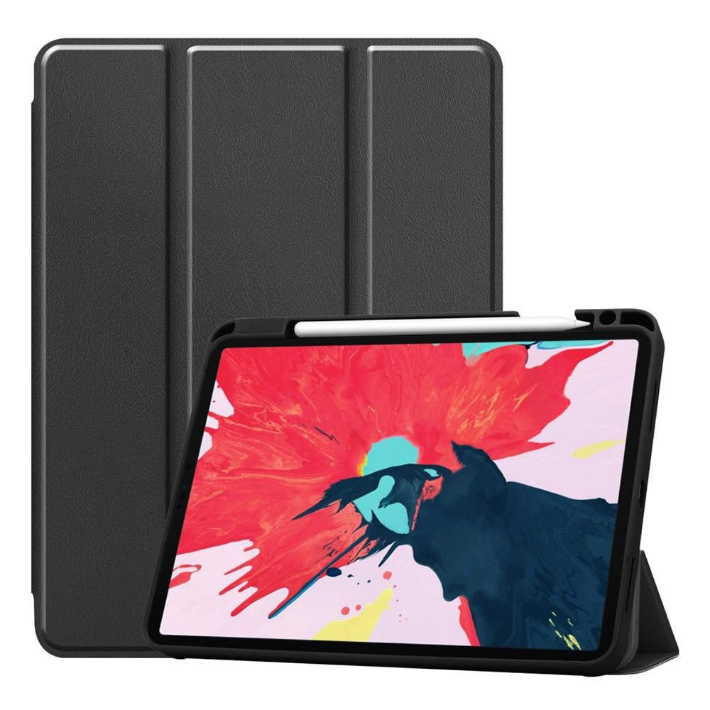 iPad Air 10.9-11" (2025-2020) / Pro 11" (2022-2018) Tri-fold Læder Cover m. Stander & Wake-Up - Sort