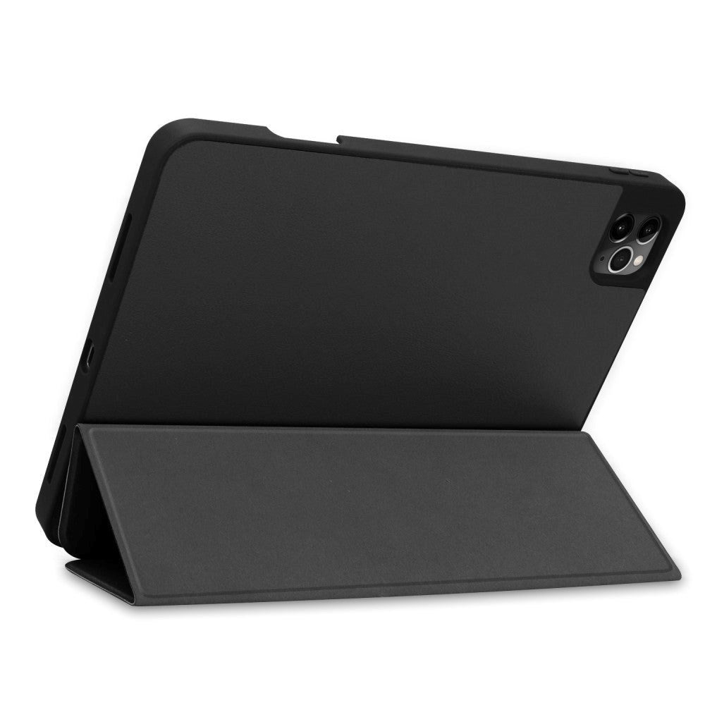 iPad Air 10.9-11" (2025-2020) / Pro 11" (2022-2018) Tri-fold Læder Cover m. Stander & Wake-Up - Sort