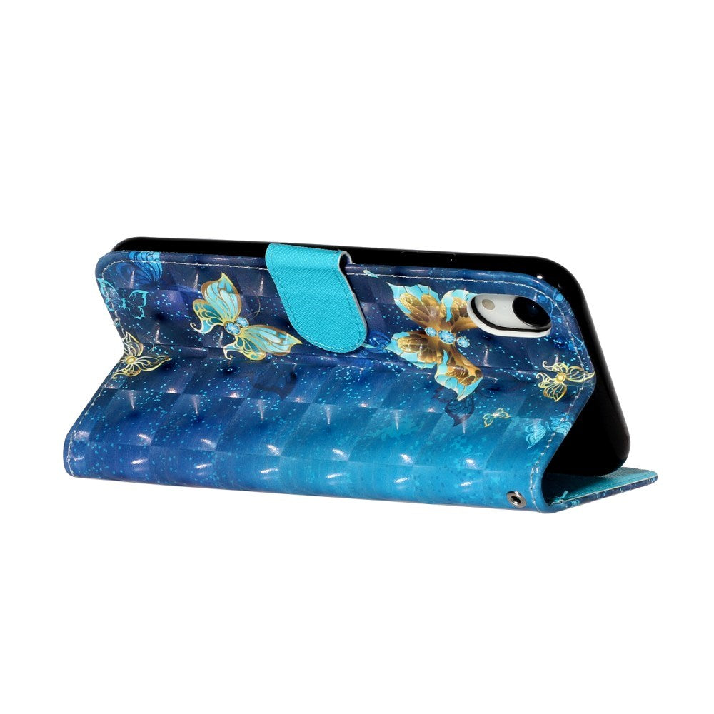 EIDERWOOD iPhone XR Læder Flip Cover m. Pung og Strop - Sommerfugle