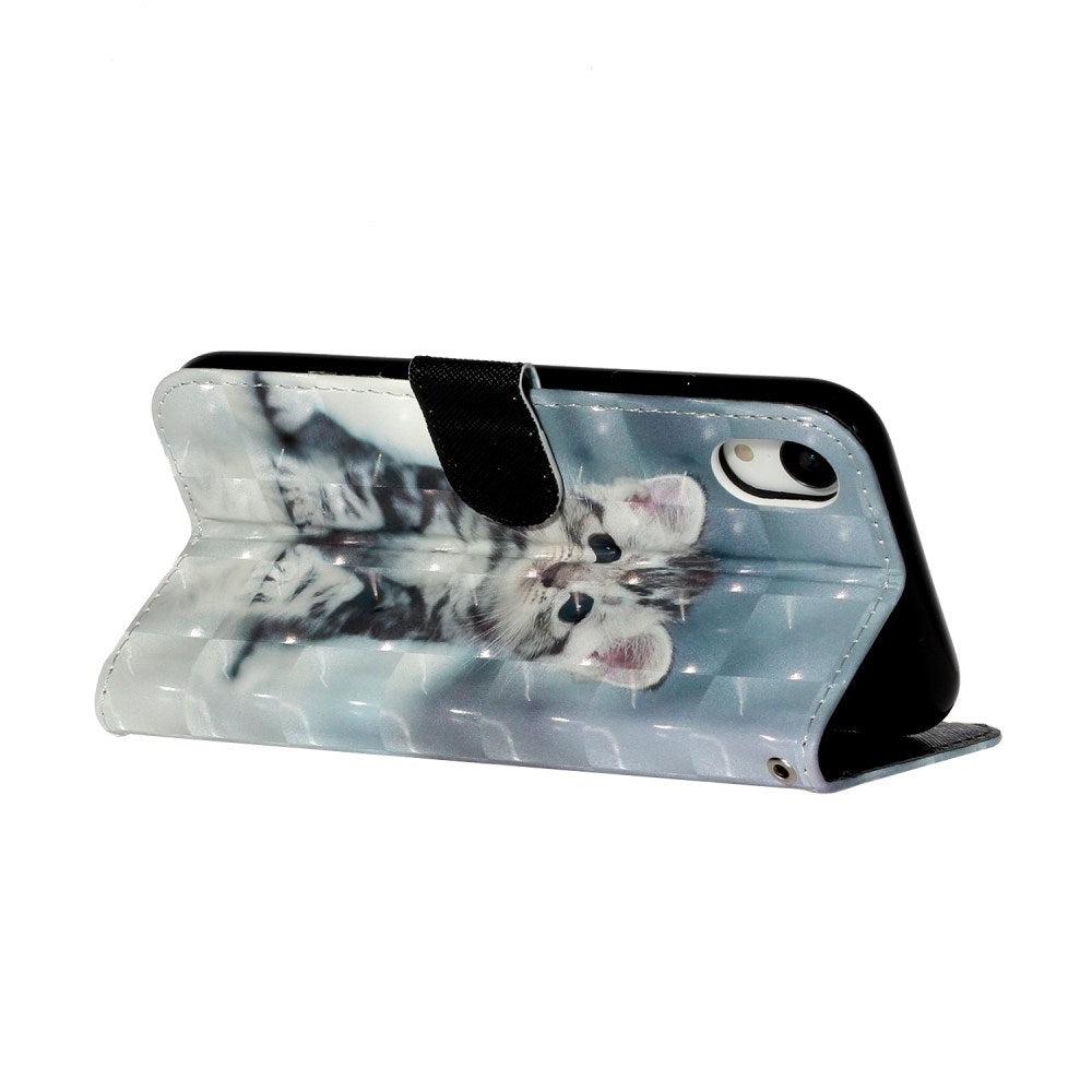 EIDERWOOD iPhone XR Læder Flip Cover m. Pung og Strop - Kat