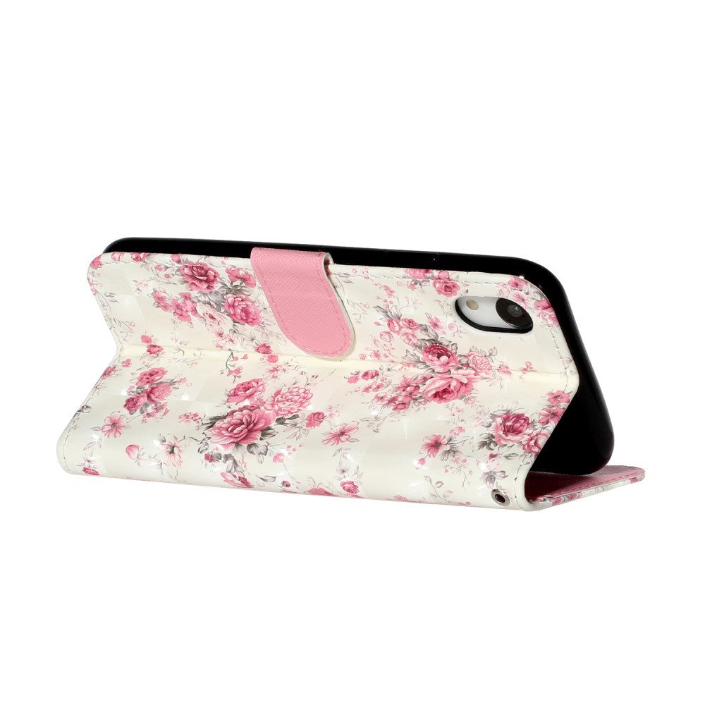 EIDERWOOD iPhone XR Læder Flip Cover m. Pung og Strop - Blomster