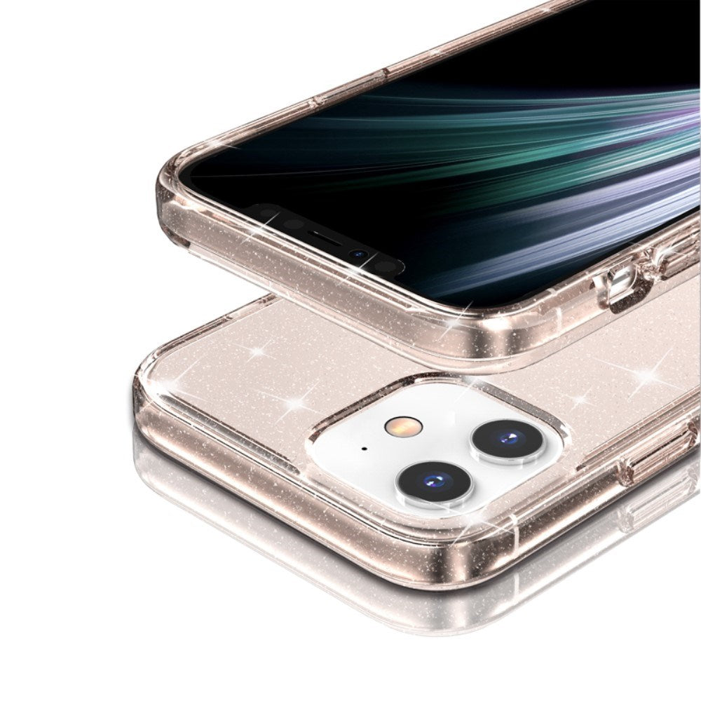 iPhone 12 Mini Hybrid Plastik Bagside Cover m. Glimmer - Gennemsigtig / Guld