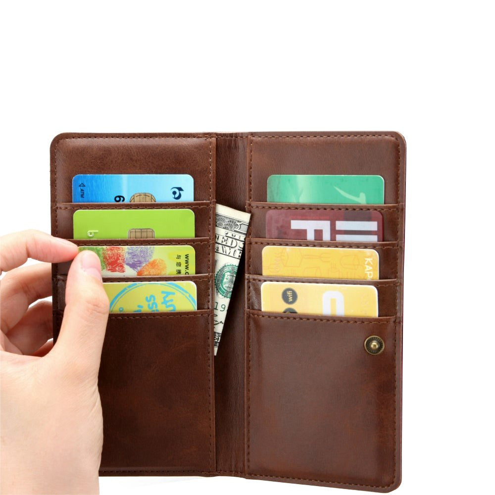 iPhone 12 Pro / 12 Læder Flip Cover m. Stor Pung - Mørkebrun