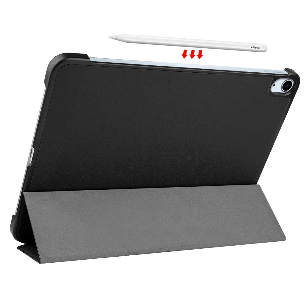 EIDERWOOD iPad Air 10.9-11" (2025-2020) Læder Flip Cover m. Stylus Pen Holder & Tri-Fold - Sort