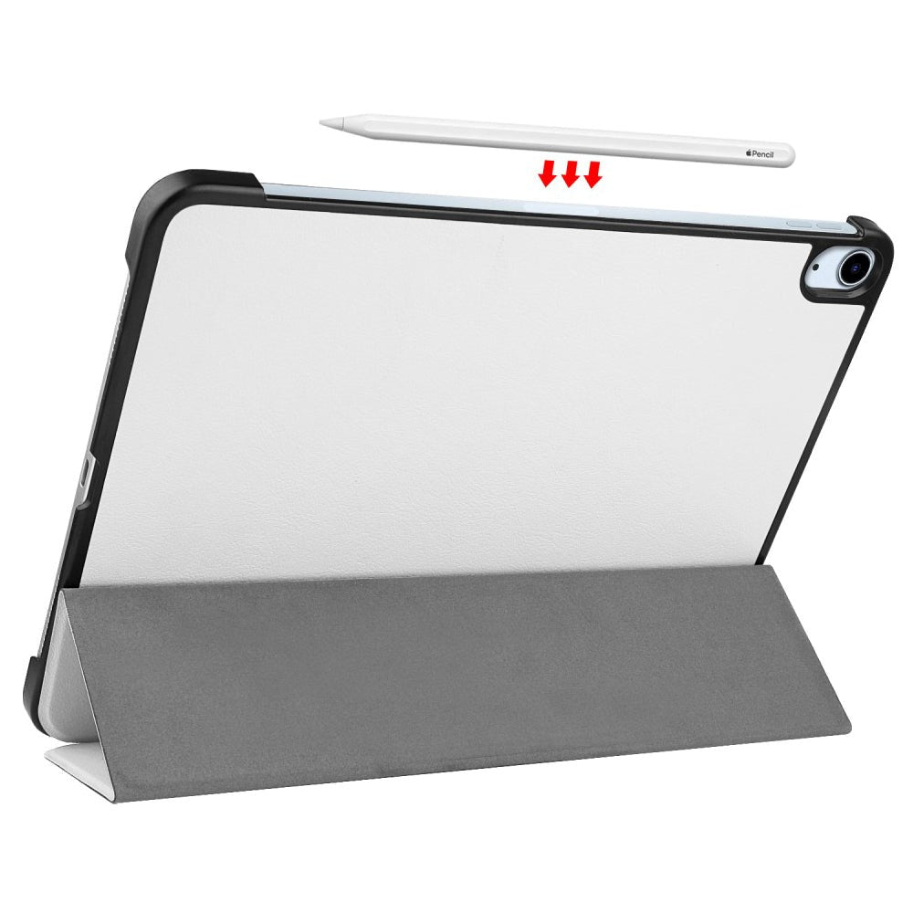 EIDERWOOD iPad Air 10.9-11" (2025-2020) Læder Flip Cover m. Stylus Pen Holder & Tri-Fold - Hvid