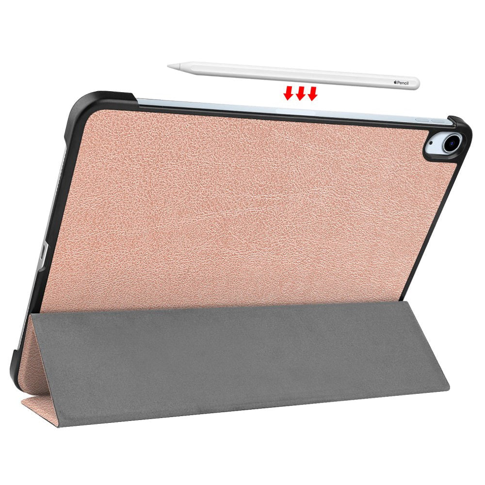 EIDERWOOD iPad Air 10.9-11" (2025-2020) Læder Flip Cover m. Stylus Pen Holder & Tri-Fold - Rose Gold