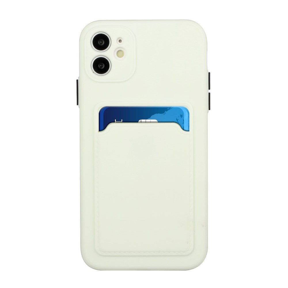 iPhone 12 Mini - EIDERWOOD Fleksibelt Plastik Cover m. Kortholder - Hvid