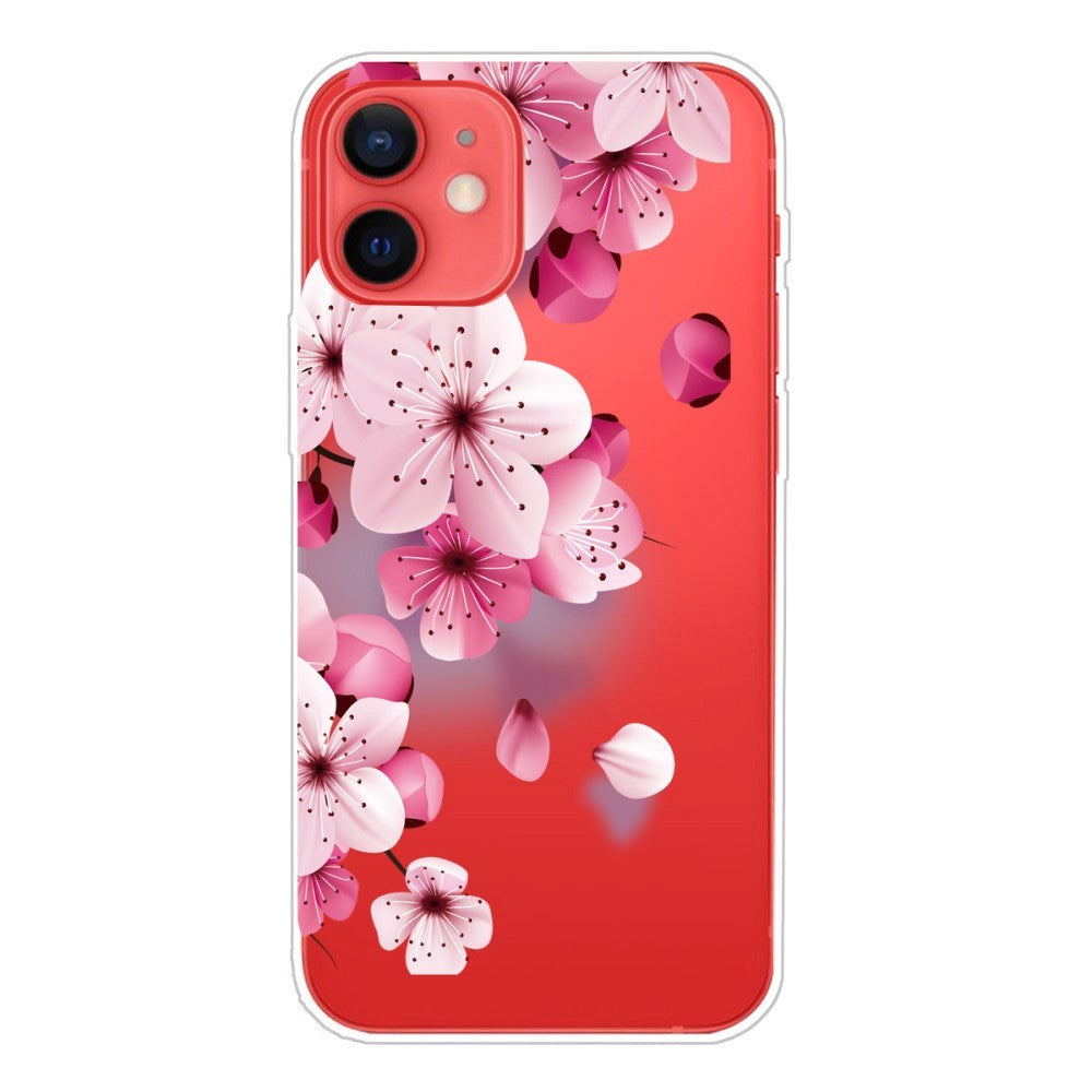 iPhone 13 Fleksibel Plastik Bagside Cover - Fersken Blomst