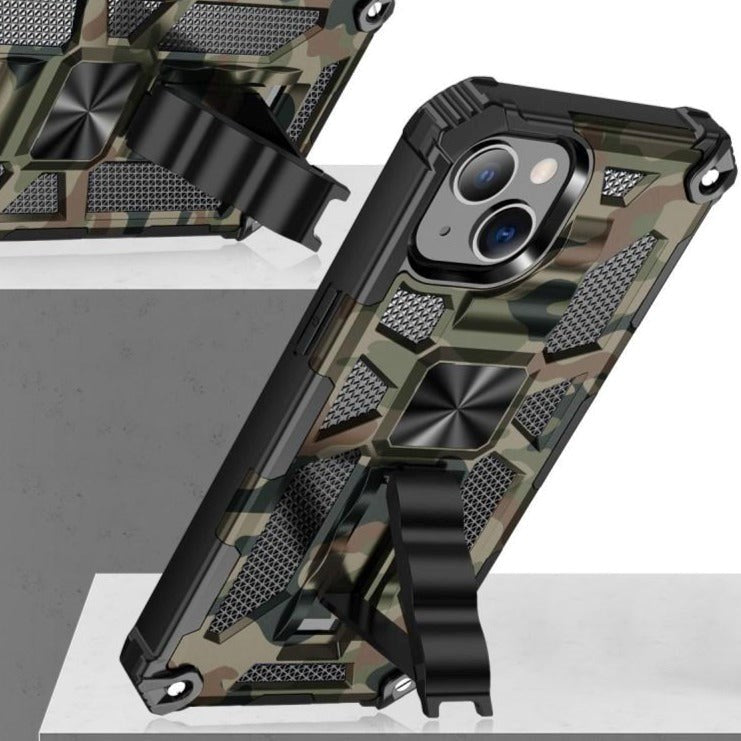 iPhone 13 Camouflage Håndværker Bagside Cover m. Kickstand - Army Grøn