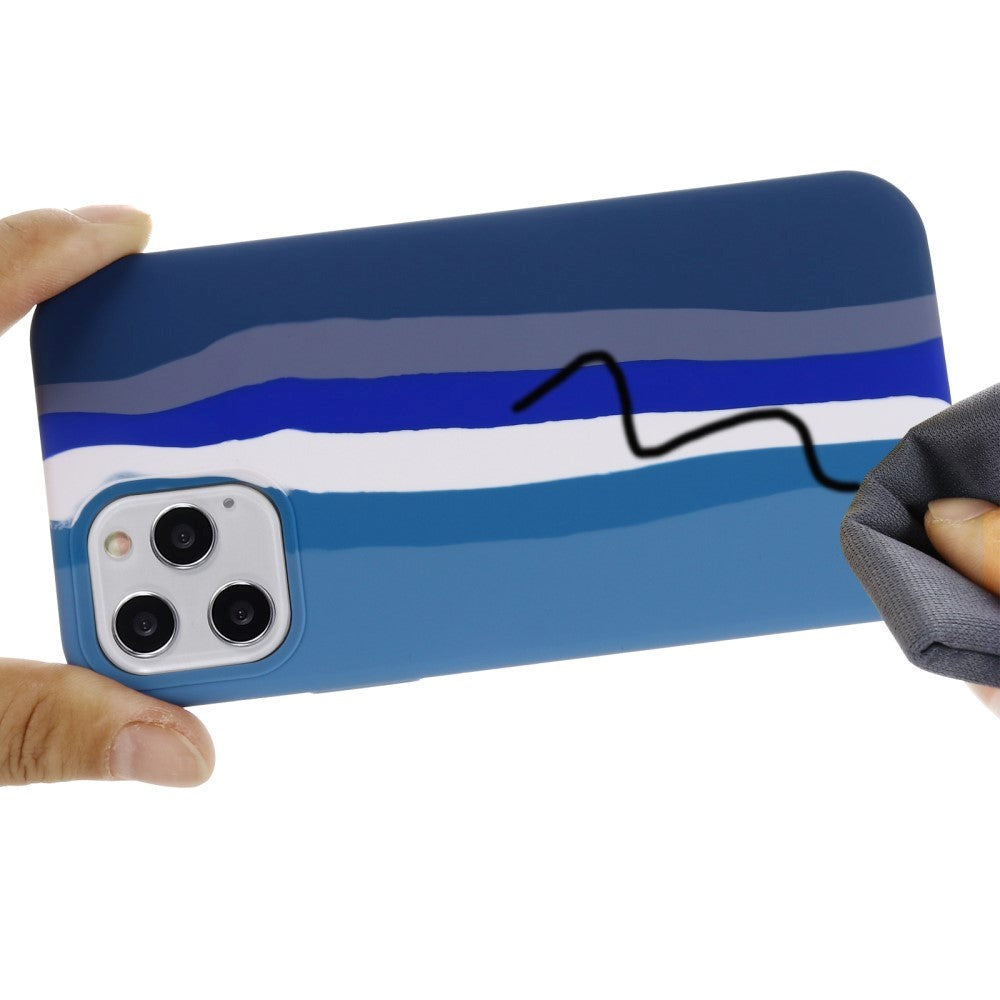 iPhone 13 Pro Fleksibel Silikone Bagside Cover - Regnbue - Blå