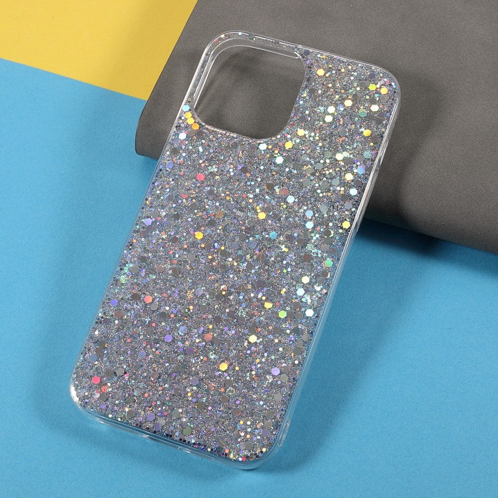 iPhone 13 Mini Glitter Bagside Cover - Sølv