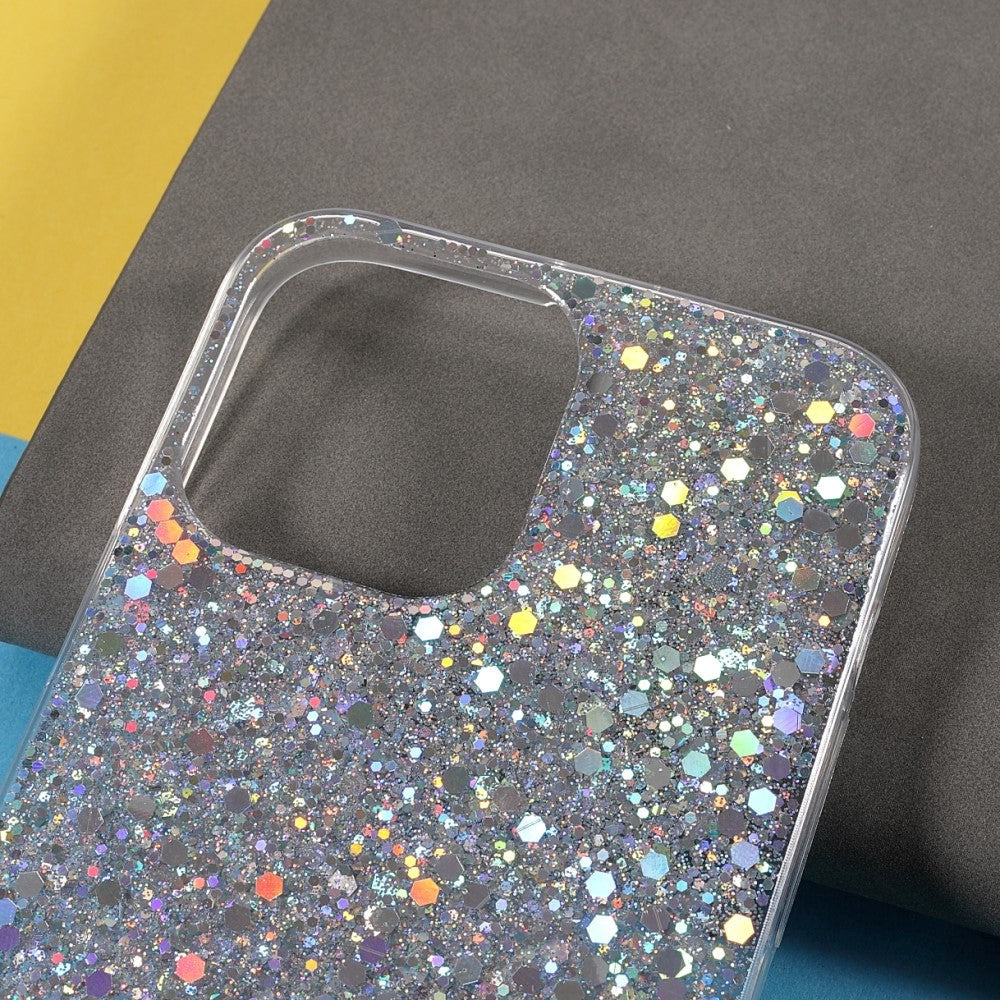 iPhone 13 Mini Glitter Bagside Cover - Sølv