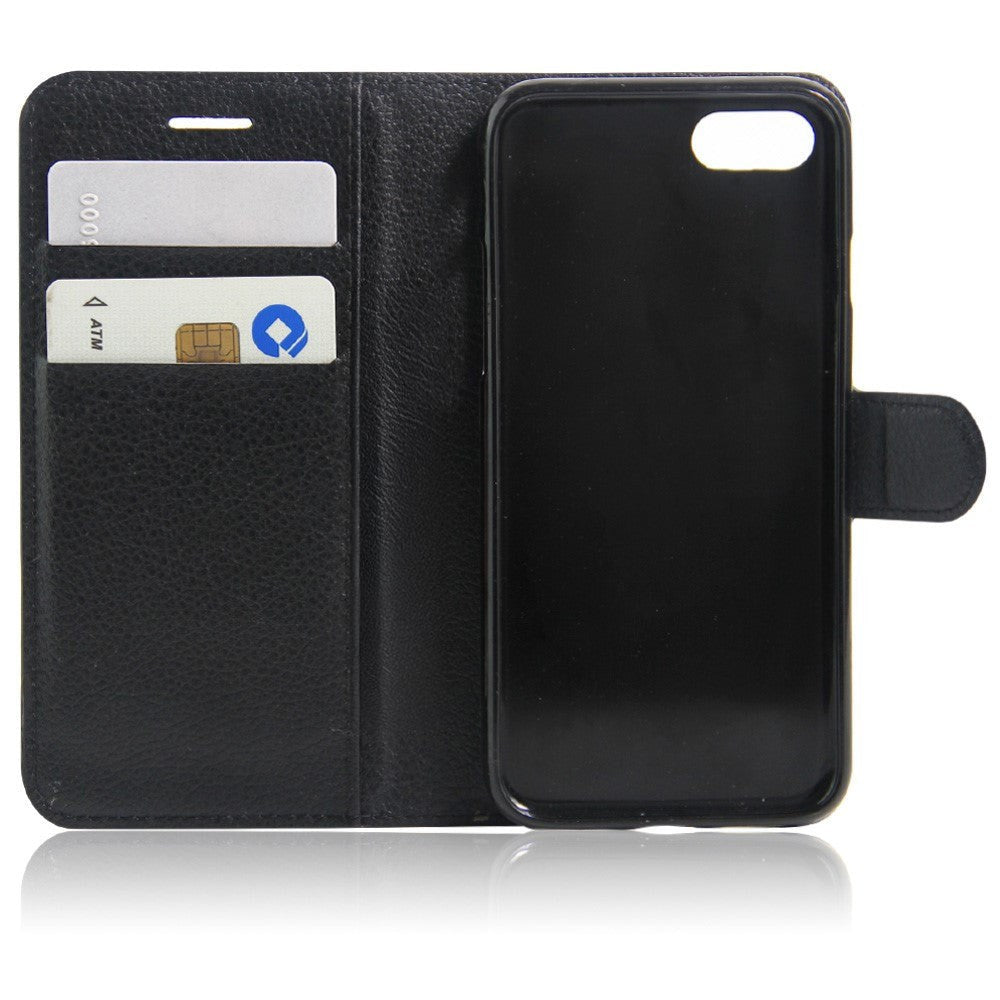 Apple iPhone SE (2022/2020)/8/7 PU læder FlipCover m. Kortholder - Sort