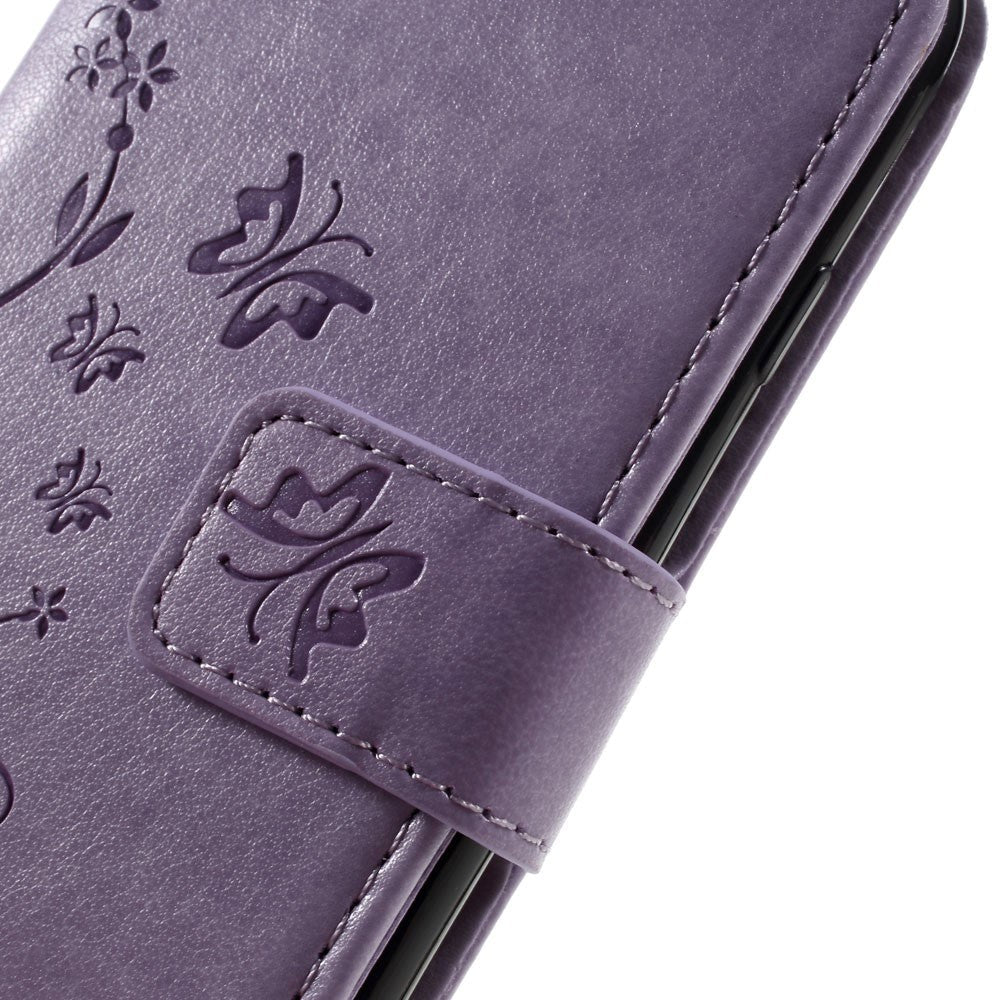 iPhone SE (2022/2020)/8/7 Sommerfugle Læder Cover m. Pung Lilla