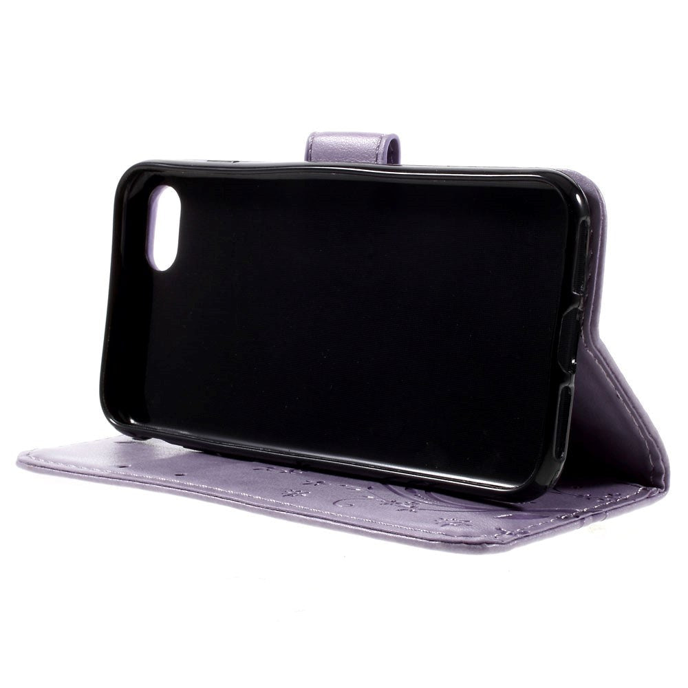 iPhone SE (2022/2020)/8/7 Sommerfugle Læder Cover m. Pung Lilla
