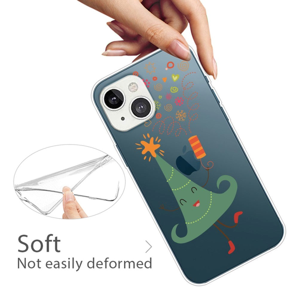 iPhone 13 Plastik Jule Cover - Gennemsigtig - Dansende Juletræ