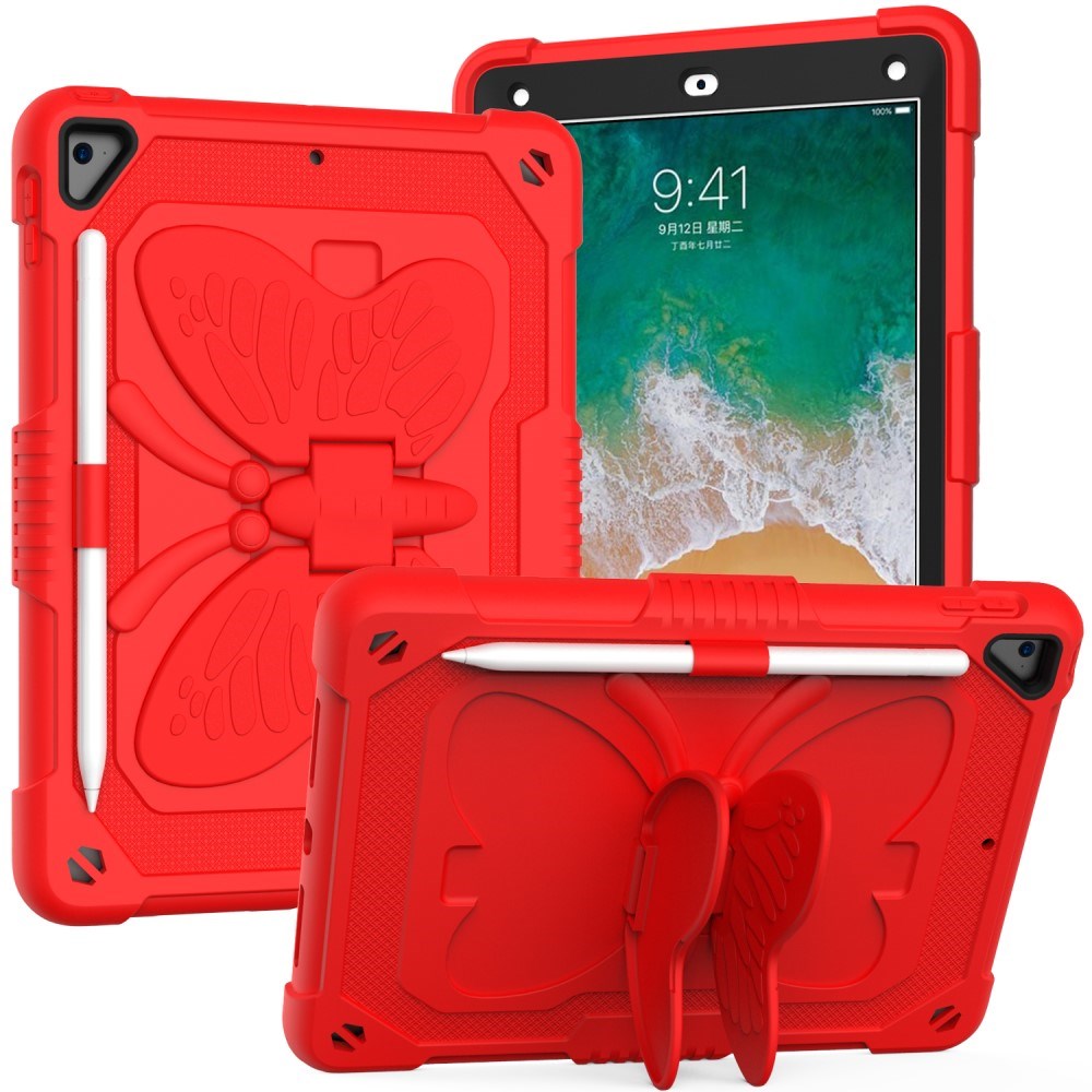 iPad (2018) / iPad (2017) / iPad Air / iPad Air 2 Butterfly Kickstand Børne Cover - Rød