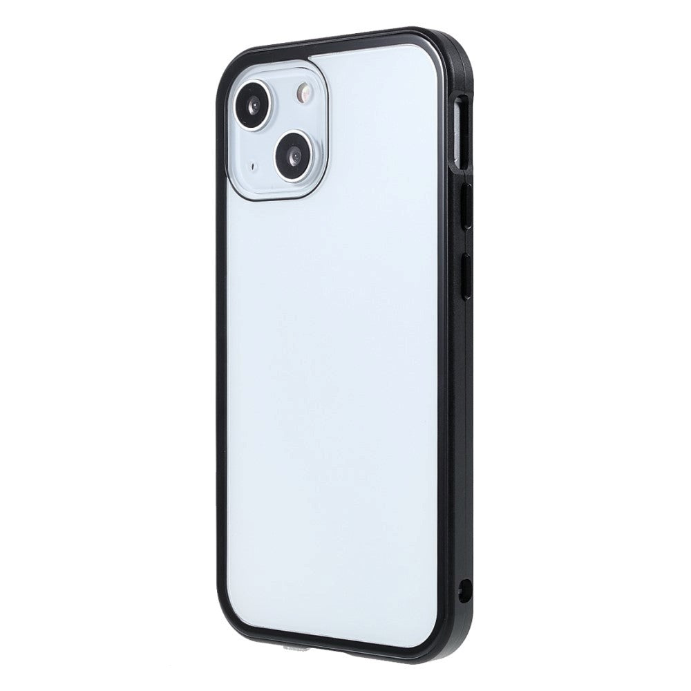 iPhone 13 Magnetisk Metal Cover m. Glas Forside & Bagside - Sort