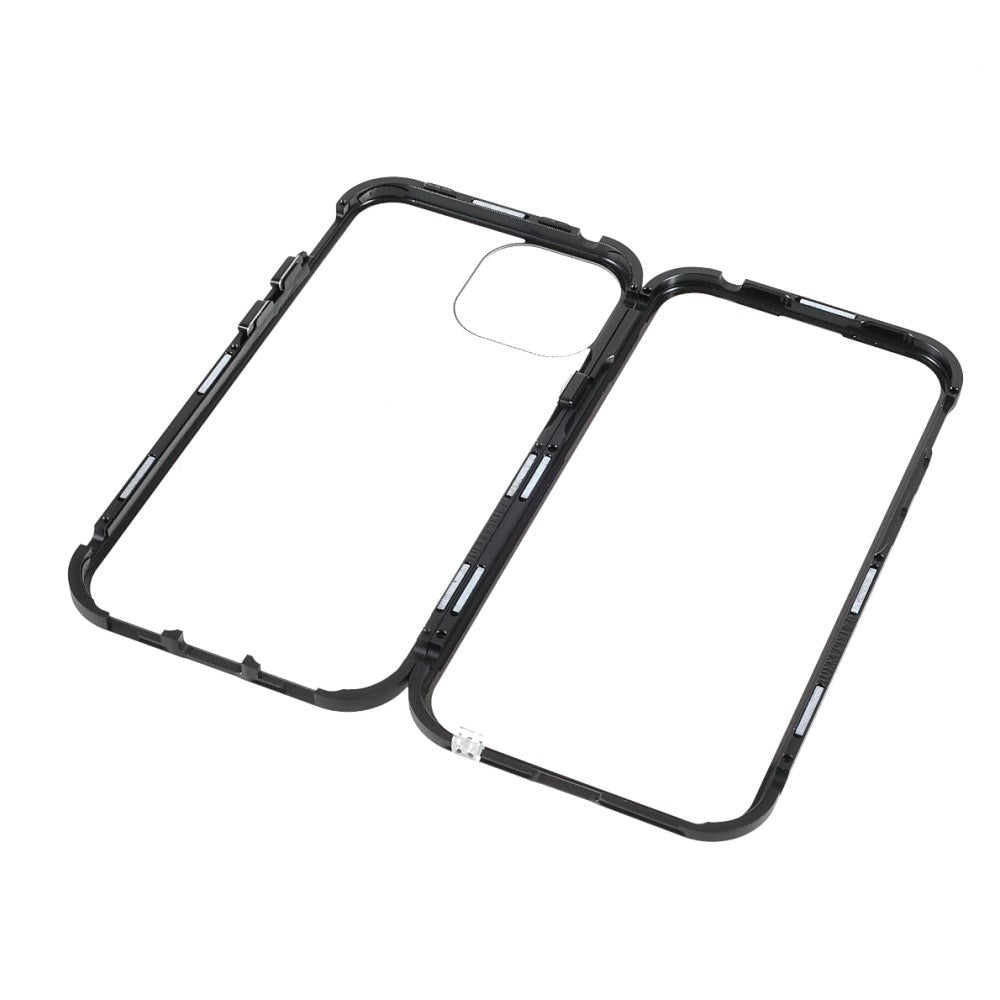 iPhone 13 Magnetisk Metal Cover m. Glas Forside & Bagside - Sort