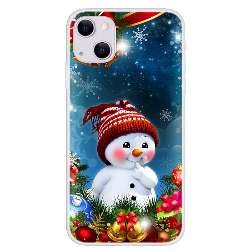 iPhone 13 Fleksibelt Plast Jule Bagside Cover - Tegneserie Snemand