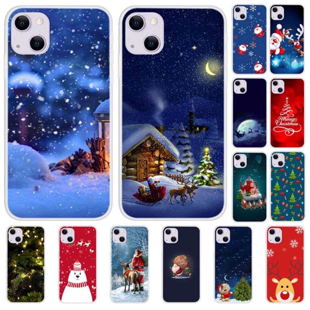 iPhone 13 Fleksibelt Plast Jule Bagside Cover - Stjernefyldt Nattehimmel