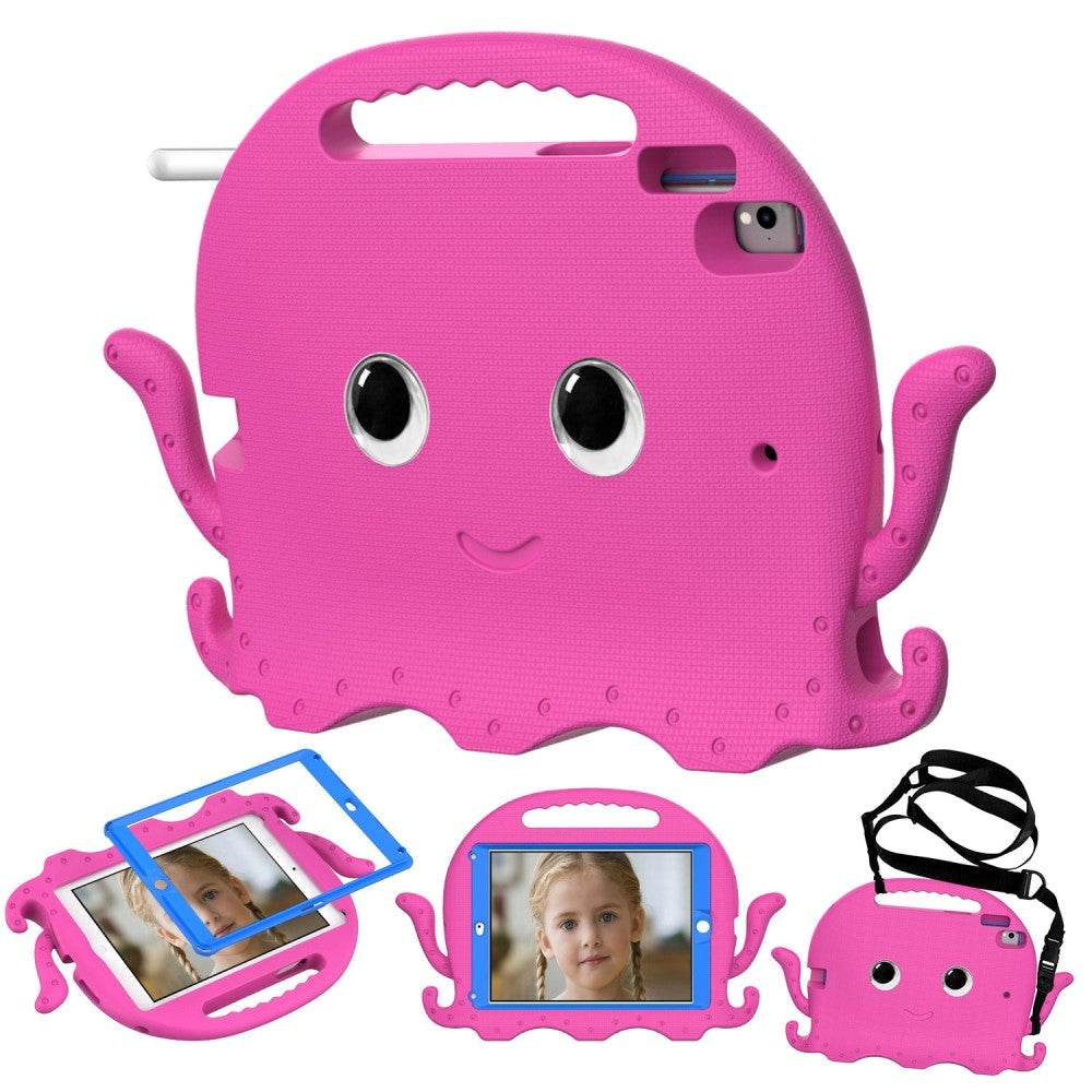 iPad (2018) / iPad (2017) / iPad Air 2 / iPad Pro 9.7" EVA Børnecover m. Skulderstrop - Blæksprutte Tema - Pink