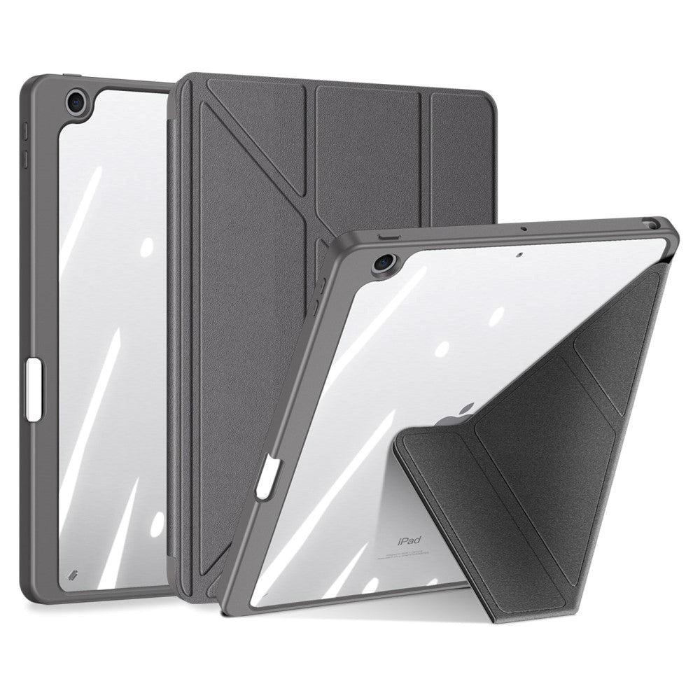 iPad 10.2" (2021 / 2020 / 2019) PU Læder / Plastik Flip Cover - DUX DUCIS MAGI Series - Gennemsigtig / Grå