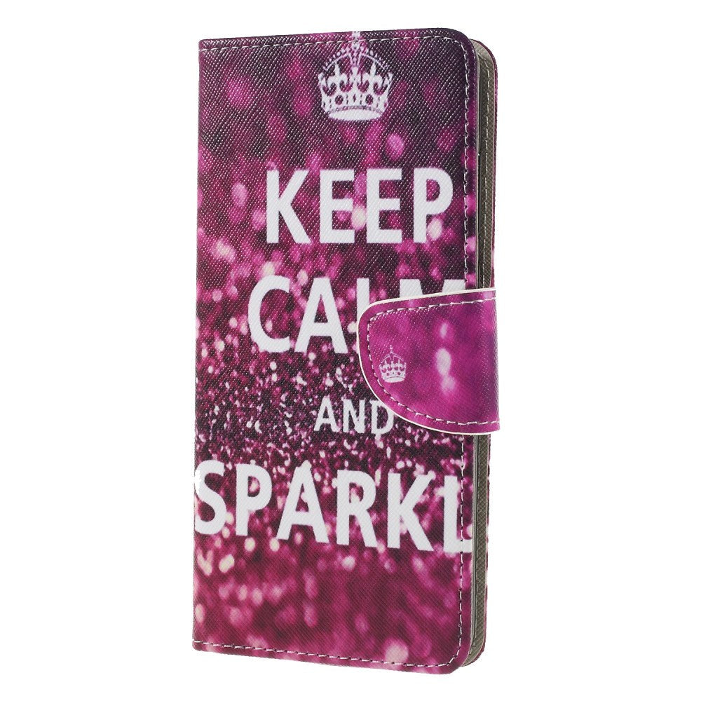 Samsung Galaxy A9 (2018) Læder Cover m. Pung "Keep Calm and Sparkle"