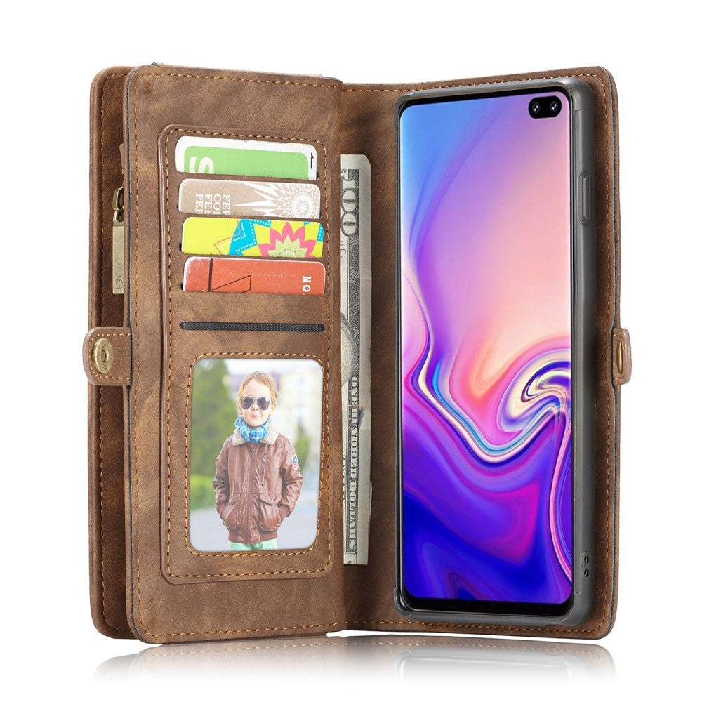 Samsung Galaxy S10+ Plus CASEME Læder Flip Cover m. Pung - Brun