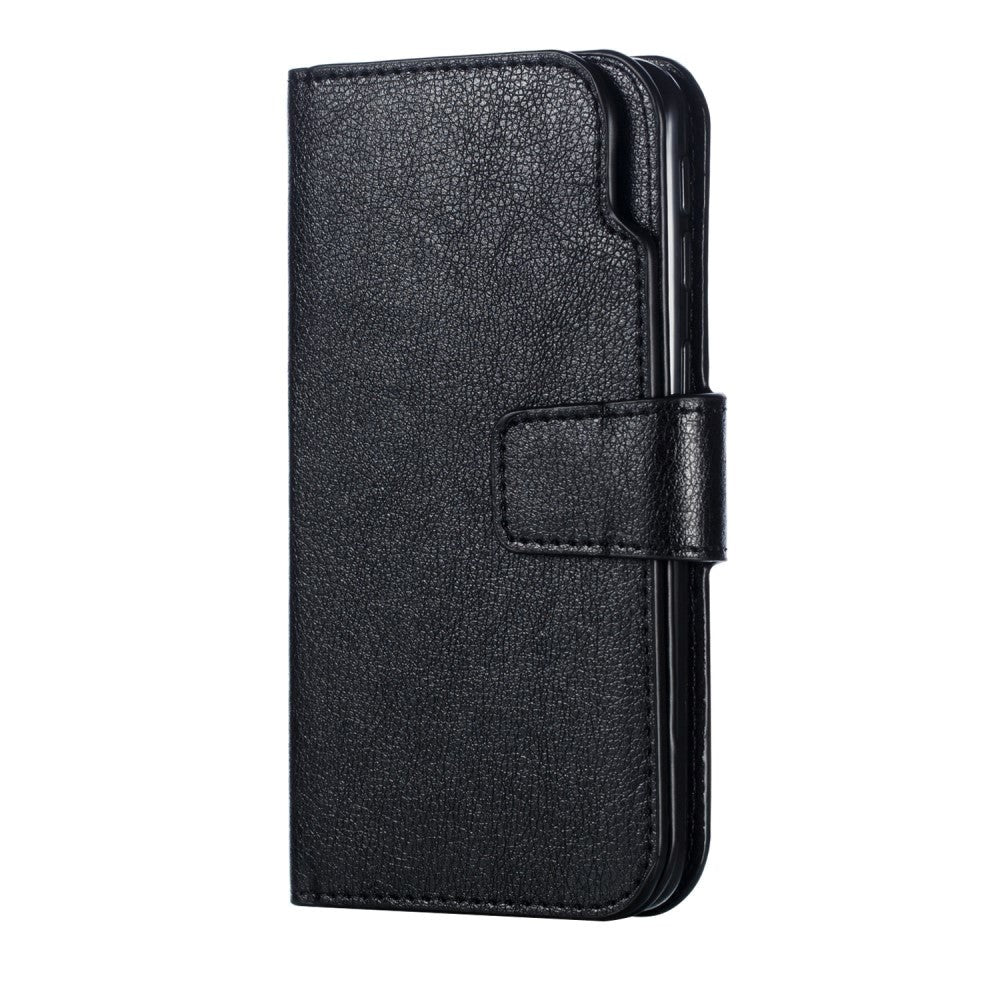 Samsung Galaxy A40 Dobbelt Flip Læder Cover - Sort