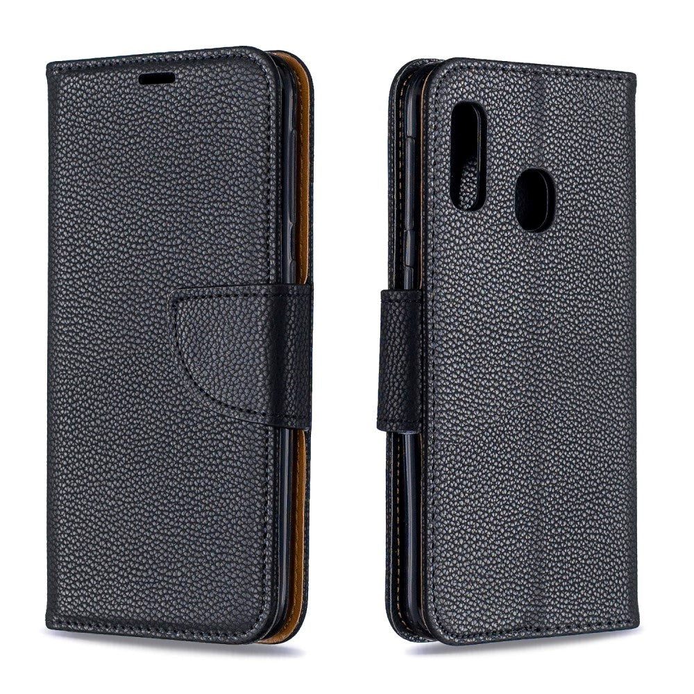 Samsung Galaxy A20e Læder Cover m. Pung & Strop - Sort