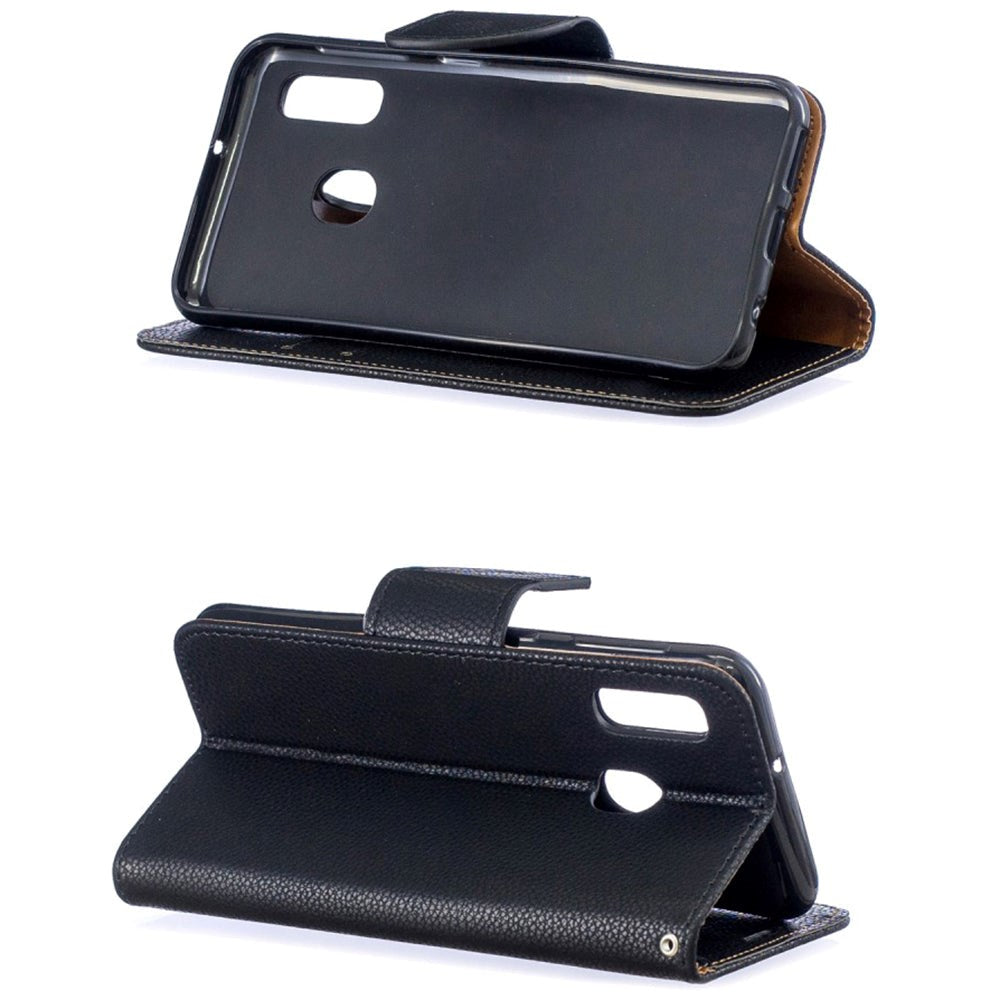 Samsung Galaxy A20e Læder Cover m. Pung & Strop - Sort