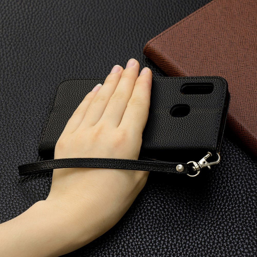 Samsung Galaxy A20e Læder Cover m. Pung & Strop - Sort