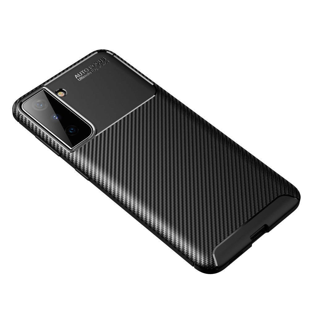 Samsung Galaxy S21 Carbon Fiber Plastik Cover - Sort