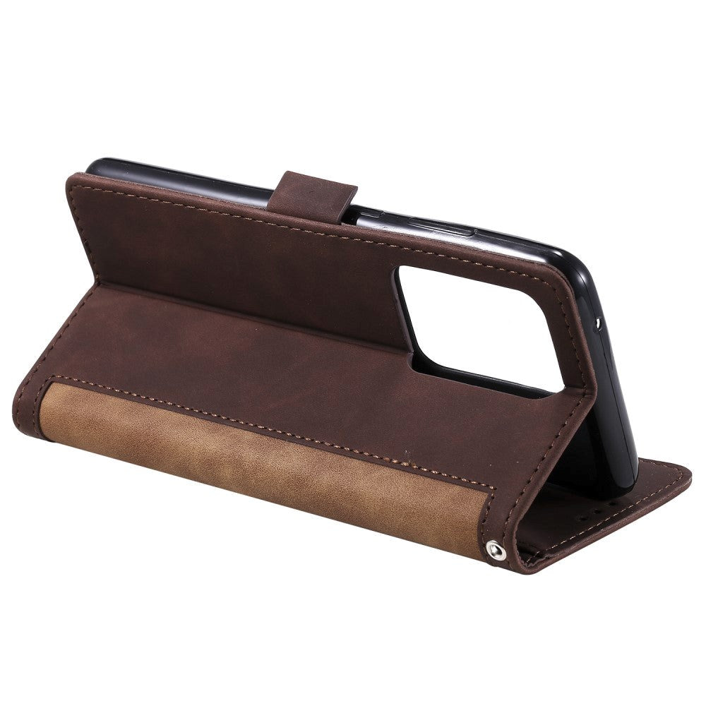 Samsung Galaxy S21 Ultra Retro Styling Læder Cover m. Pung - Brun