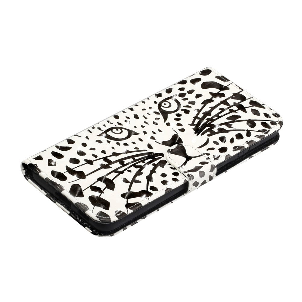 Samsung Galaxy S21+ (Plus) Skinnende Læder Cover m. Pung - Hvid Tiger