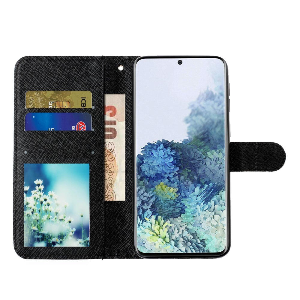 Samsung Galaxy S21+ (Plus) Skinnende Læder Cover m. Pung - Hvid Tiger