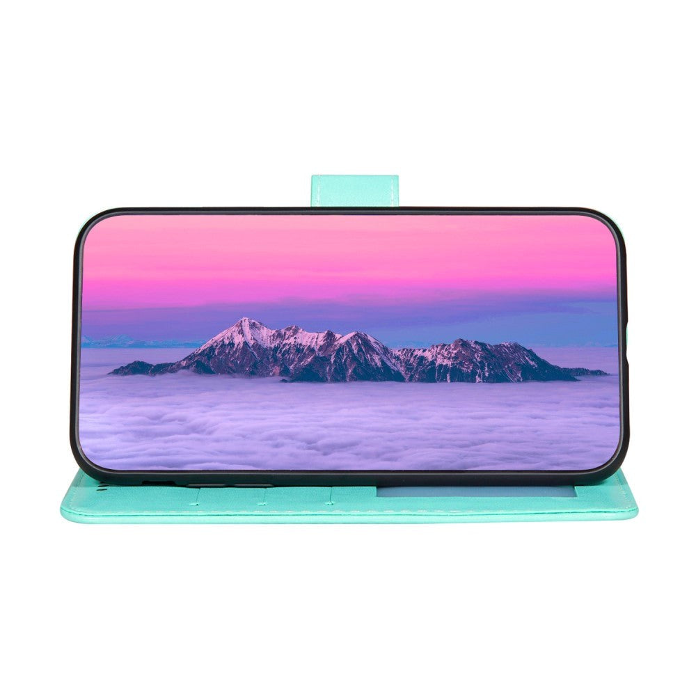 Samsung Galaxy S21+ (Plus) Læder Cover m. Pung - Flower Vine Imprint - Grøn