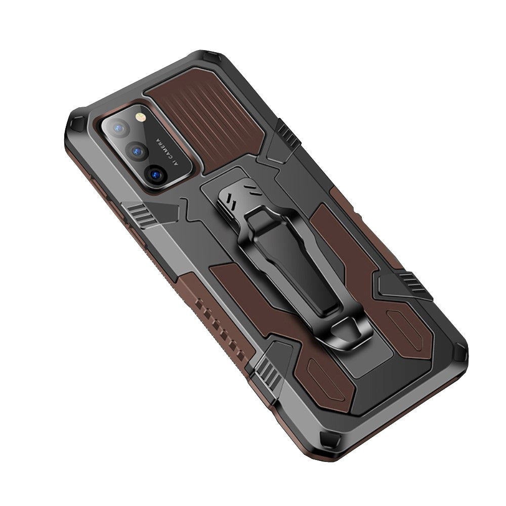 Samsung Galaxy A02s Hybrid Håndværker Cover m. Clip - Sort / Coffee