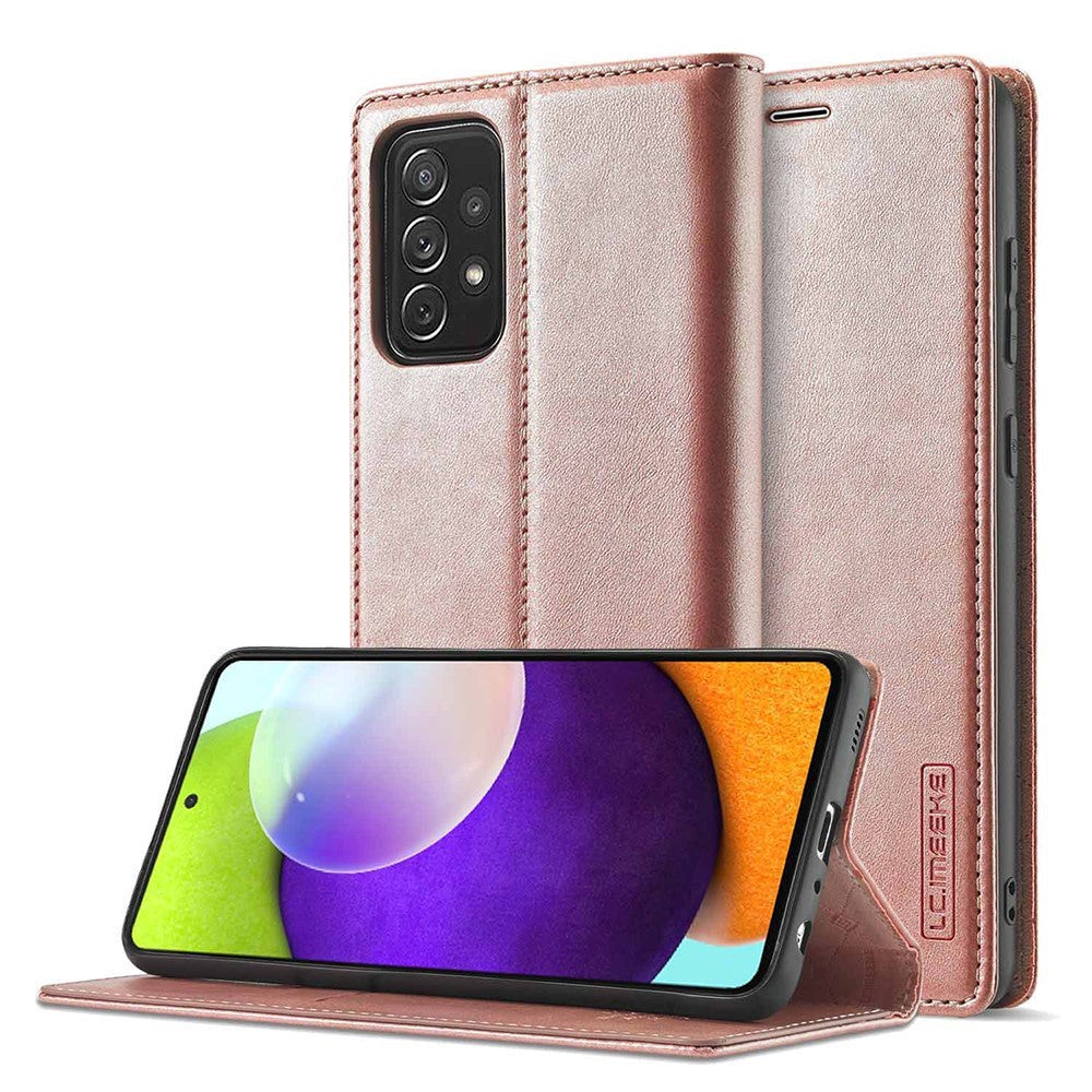 Samsung Galaxy A52s (5G) / A52 (4G / 5G) LC.IMEEKE Læder Flip Cover m. Pung - Rose Gold